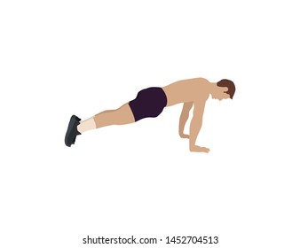 Training man isolated illustration. Man workout flat illustration - Vector