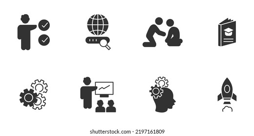 Training. Motivation, Skills, Development and Webinar icons  symbol vector elements for infographic web