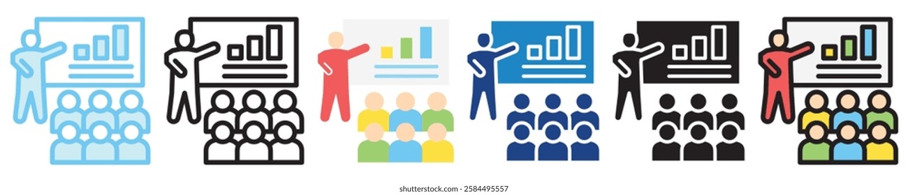 Training multi-style icon, outline, flat, glyph, dual tone, line color. For UI, UX, app and web development, digital or print. for industry, education, business, financial, Human Resources theme.