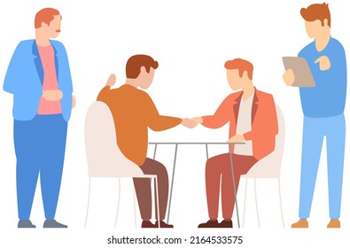 Training of office staff, teamwork, business meeting concept. Team thinking and brainstorming. Analytics of company information. People working, discussing business. Colleagues during office work