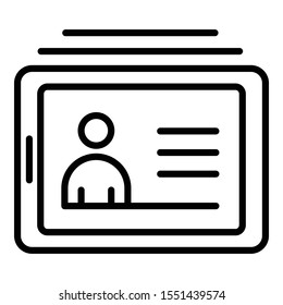 Training on a tablet icon. Outline training on a tablet vector icon for web design isolated on white background
