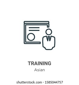 Training outline vector icon. Thin line black training icon, flat vector simple element illustration from editable asian concept isolated on white background