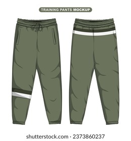 Training pants mockup front and back. Vector illustration