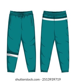 Training pants mockup. Sports pants front and back view