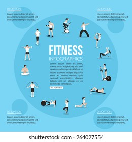 Training people icons set for sport and fitness infographics. Flat style design. Vector illustration. 