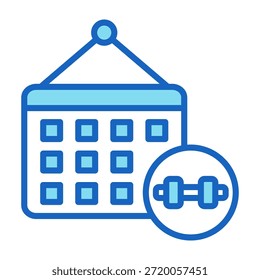 Icono de Plan de entrenamiento Color azul Estilo Ilustración vectorial