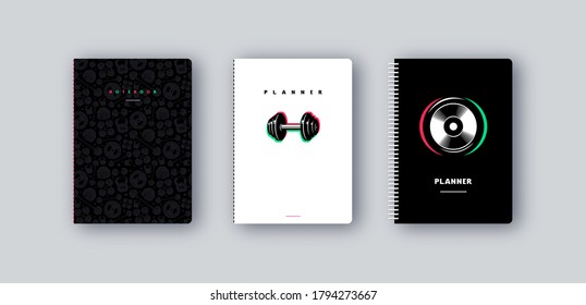 Training planning notebook covers design in sport style