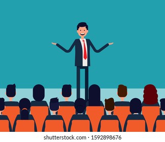 Training and presentation. Business seminar concept, Vector illustration in cartoon style design