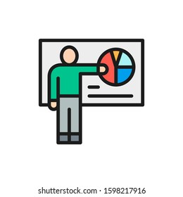 Training, presentation, conference color line icon. Isolated on white background