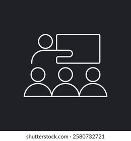 Training, presentation, education icon. Speaker and listeners sign. Vector Illustration.