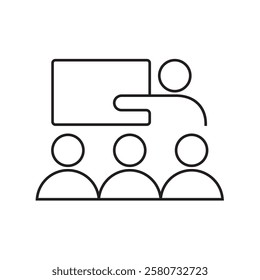 Training, presentation, education icon. Speaker and listeners sign. Vector Illustration.