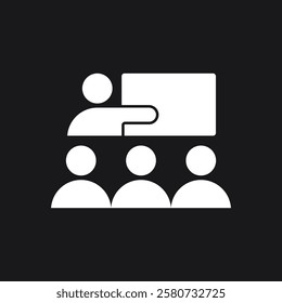 Training, presentation, education icon. Speaker and listeners sign. Vector Illustration.