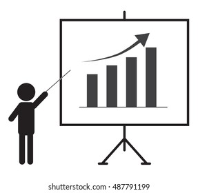 Training, presentation icon, man presenting something on a board