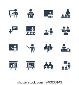 Training, Presentation Icon Set In Glyph Style