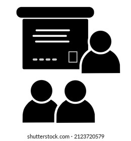 Training, presentation icon. Silhouette  Vector teacher symbol. Graphic design element. Vector illustration.