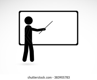 Training and presentation, seminar, learning symbol. The teacher icon. Vector illustration