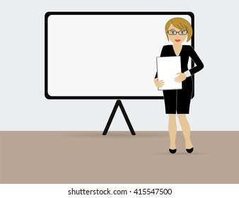 Training and presentation, seminar, learning symbol. The teacher icon. Vector illustration