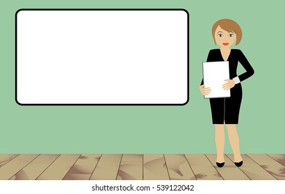 Training and presentation, seminar, learning symbol. The teacher icon. Vector illustration