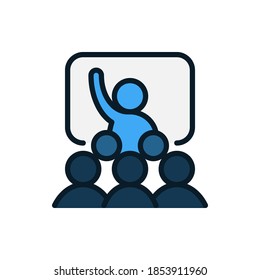 Training, presentation, teaching filled outline icons. Vector illustration. Editable stroke. Isolated icon suitable for web, infographics, interface and apps.