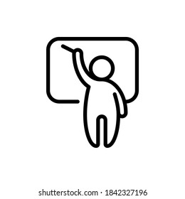Training, presentation, teaching outline icons. Vector illustration. Editable stroke. Isolated icon suitable for web, infographics, interface and apps.