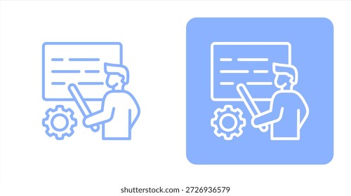 Línea de programa de entrenamientoIlustración de color de dos tonos e icono de fondo contrastante