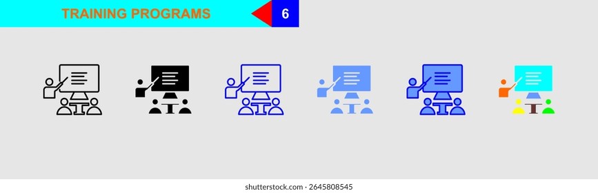 Training Programs Industrial Support Icon Set