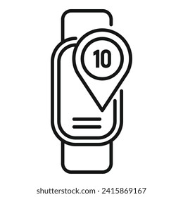 Vector de contorno de icono del corredor de entrenamiento. Gráfico de ejercicios. Estado de datos
