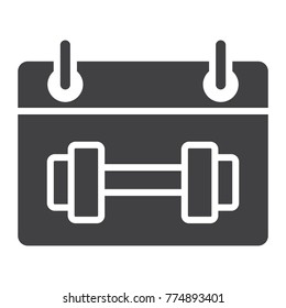 Training schedule glyph icon, fitness and sport, sport calendar sign vector graphics, a solid pattern on a white background, eps 10.