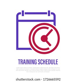 Training schedule of online learning. Calender with timer. Thin line icon. Time management, deadline. Vector illustration.