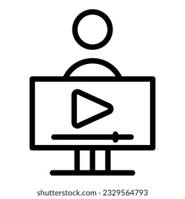 Training screen icon outline vector. Video webinar. Computer online