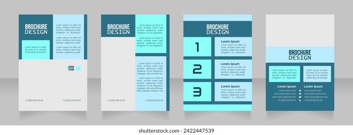 Training seminar blank brochure design. Template set with copy space for text. Premade corporate reports collection. Editable 4 paper pages. Bebas Neue, Lucida Console, Roboto Light fonts used