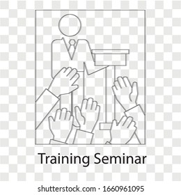 Training seminar concept on transparency background. Creative idea design. Flat vector illustration for template, brochure or presentation.
