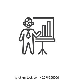 Training seminar line icon. linear style sign for mobile concept and web design. Business presentation outline vector icon. Symbol, logo illustration. Vector graphics