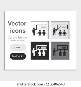 Training seminar placed on web page template flat vector icon.