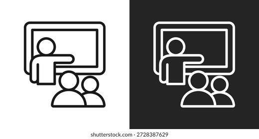 Training Session Icon In Black And White Line Style