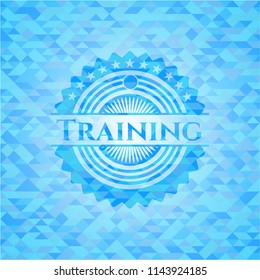 Training sky blue emblem with mosaic background