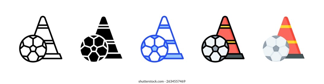 Training Soccer Icon Collection With Multiple Styles
