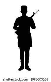 Entrenar vector de silueta de soldado en fondo blanco