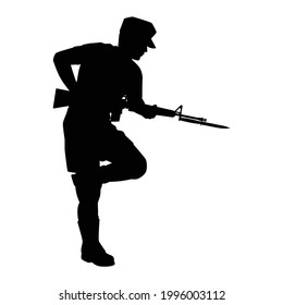 Training soldier silhouette vector on white background