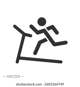 training sport, treadmill icon, fitness exercise in gym, flat vector illustration