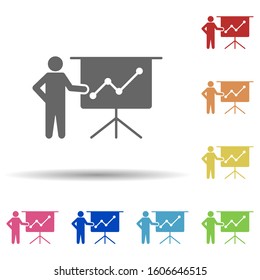 training, statistics, leader, business multi color style icon. Simple glyph, flat vector of business icons for ui and ux, website or mobile application