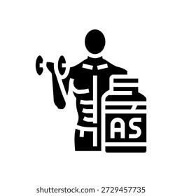 Training und Steroid-Routine-Glyphe-Icon-Vektor. Trainings- und Steroid-Routinezeichen. einzelne Symbolgrafik