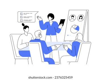 Training survey interviewers abstract concept vector illustration. Group of diverse supervisors during staff meeting, social science and movement, opinion poll workers abstract metaphor.