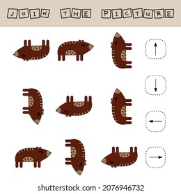 Training task of matching bear with direction up, down, left and right.