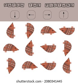 Training task of matching heghogs with direction up, down, left and right.