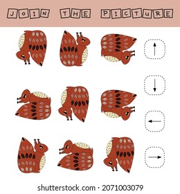 Training task of matching squirells with direction up, down, left and right.