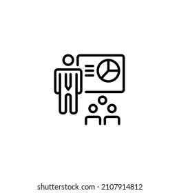 Training Teach Learning Webinar Outline Icon, Logo, and illustration Vector