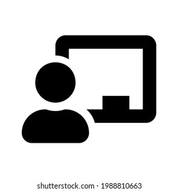 Training teacher with chalkboard or blackboard vector icon. Online webinar symbol isolated Vector illustration EPS 10
