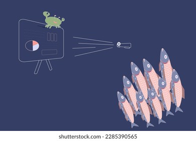 at the training, the teacher explains at the blackboard in front of the audience