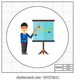 Training teacher at flipchart icon